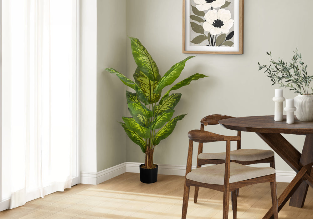 Artificial Plant, 47' Tall, Evergreen Tree, Indoor, Faux, Fake, Floor, Greenery, Potted, Real Touch, Decorative, Green Leaves, Black Pot Media 1
