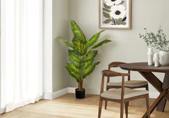 Artificial Plant, 47' Tall, Evergreen Tree, Indoor, Faux, Fake, Floor, Greenery, Potted, Real Touch, Decorative, Green Leaves, Black Pot perspective