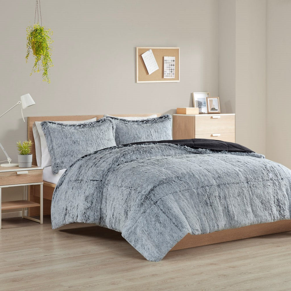 Twin/Twin XL Shaggy Long Fur Comforter Mini Set Media 1