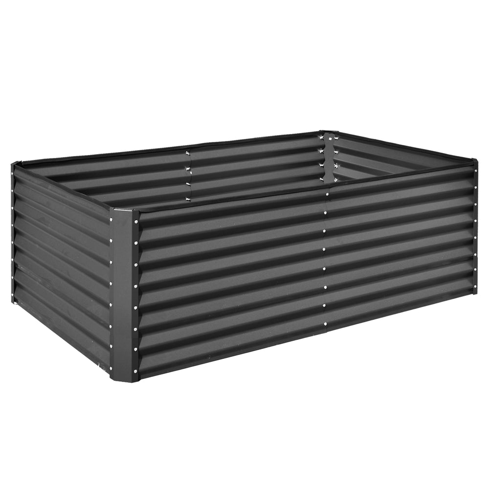 6x3x2ft Galvanized Raised Garden Bed, Outdoor Planter Garden Boxes Large Metal Planter Box for Gardening Vegetables Fruits Flowers, Dark Gray Media 1