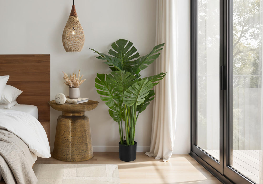 Artificial Plant, 45' Tall, Monstera Tree, Indoor, Faux, Fake, Floor, Greenery, Potted, Real Touch, Decorative, Green Leaves, Black Pot Media 1