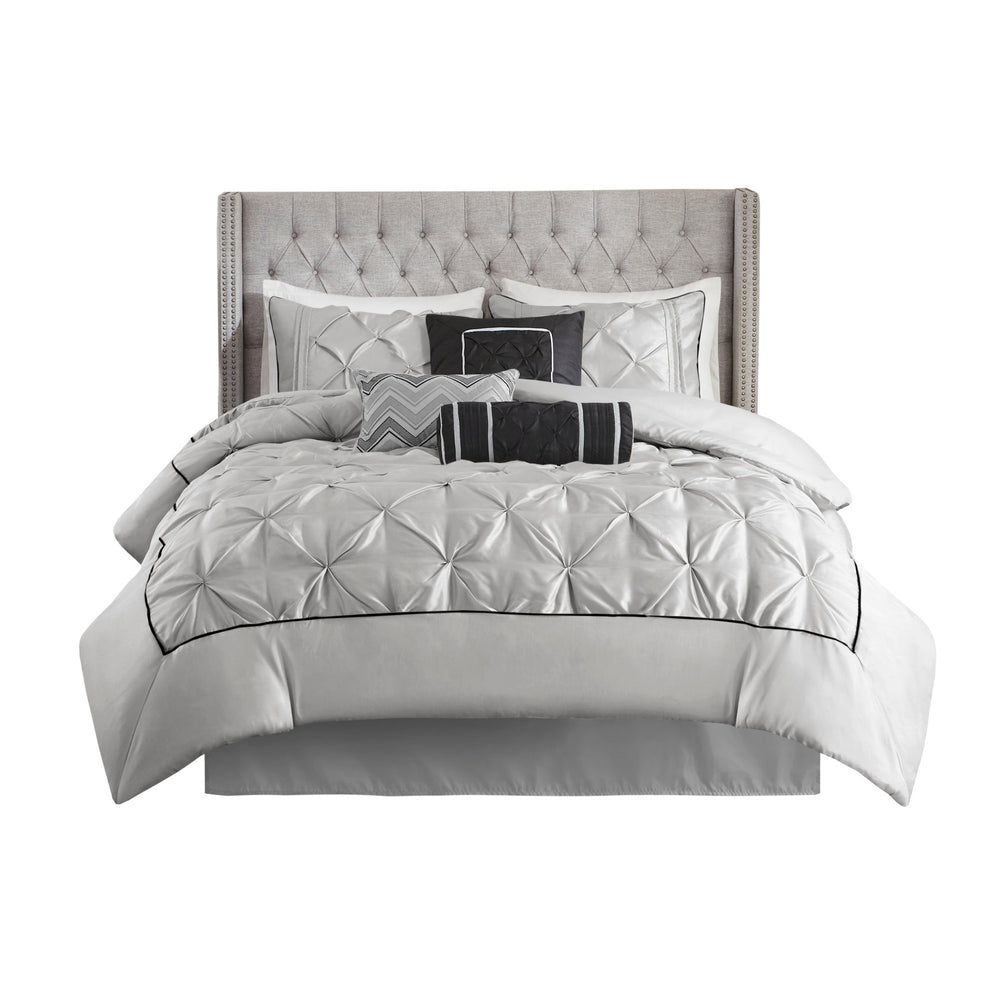 7-Piece Queen 100% Polyester Pieced Pleated Tufted Comforter Set Media 11