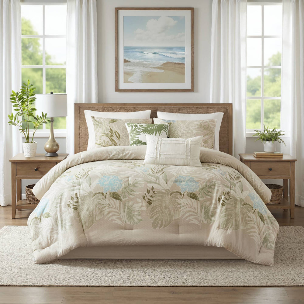 6-Piece Queen Oversized Cotton Comforter Set with Throw Pillow Media 12
