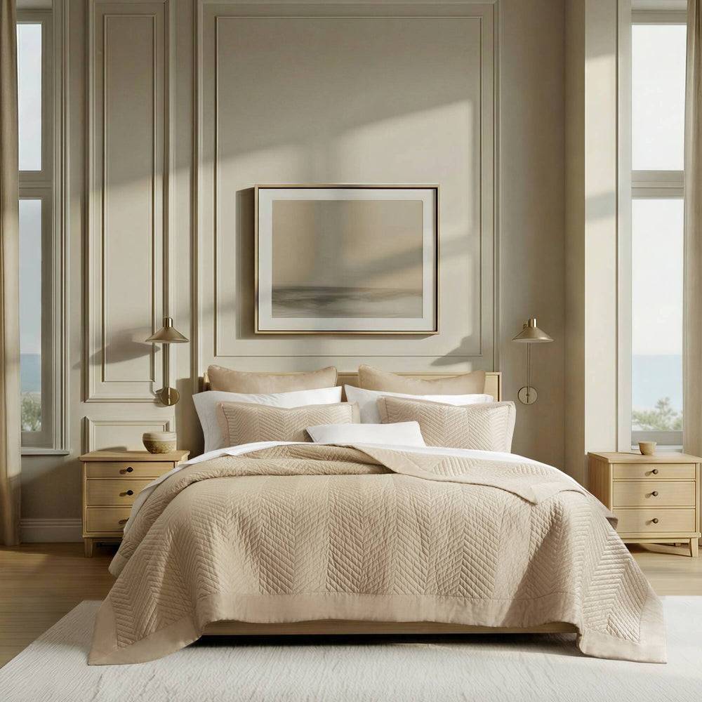 King 3 Piece Cotton Quilt Set Linen Media 14