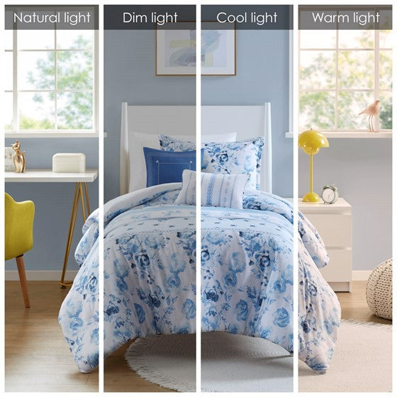 Twin/Twin XL Floral Striped Comforter Set Media 17