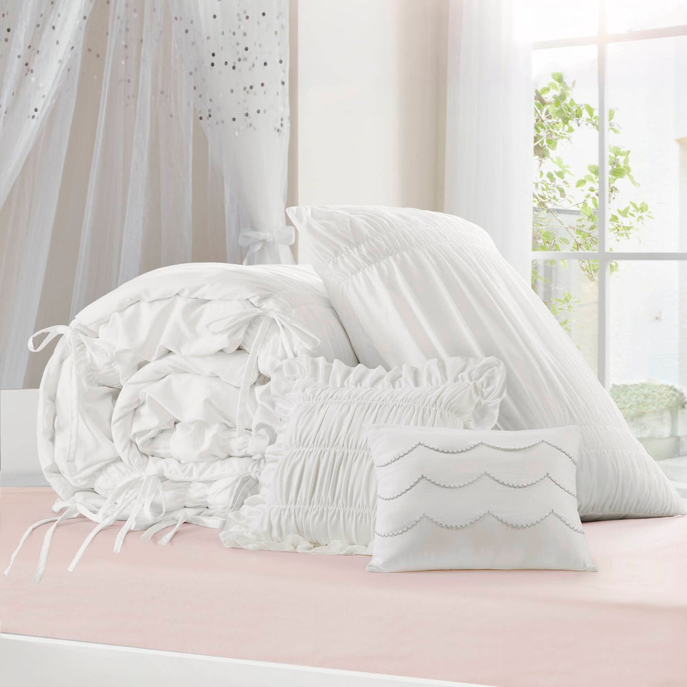 4 Pieces Twin/Twin XL Comforter Set,White Media 12