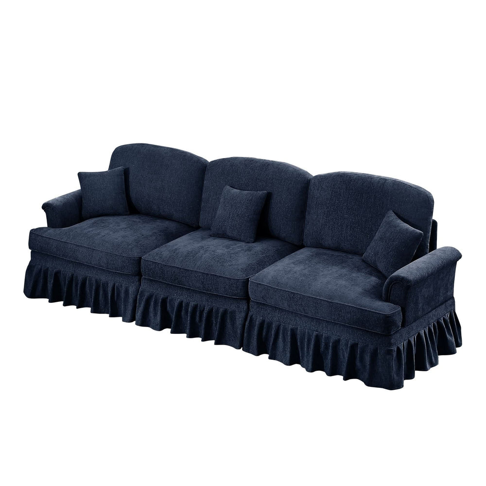 Sofas Chenille Upholstery Three Seater Mid Century Blue Living Room Media 8