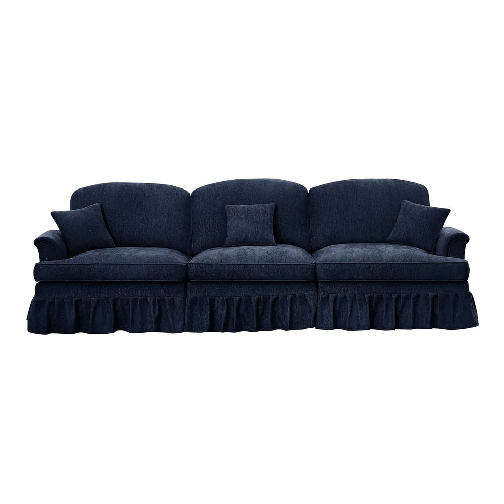 Sofas Chenille Upholstery Three Seater Mid Century Blue Living Room Media 9