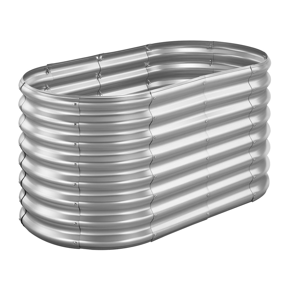 Metal Raised Garden Bed, 4 x 2 x 2 ft Oval Outdoor Galvanized Planter Garden Box, Open Bottom Design, Large Planter Raised Bed for Growing Vegetables, Flowers, and Succulents, Galvanized Color Media 8