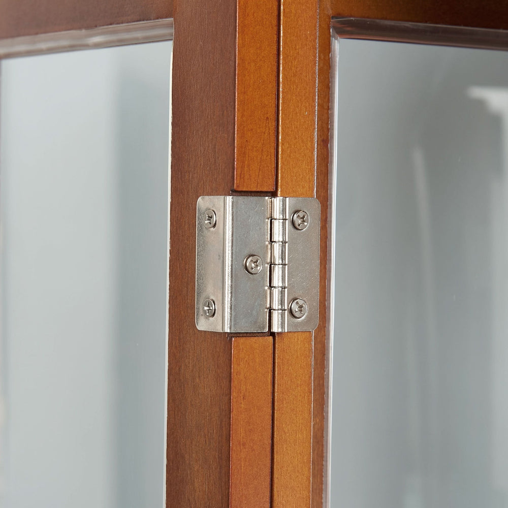 Glass Display Cabinet Tempered Glass Doors Walnut Finish Transitional Media 10