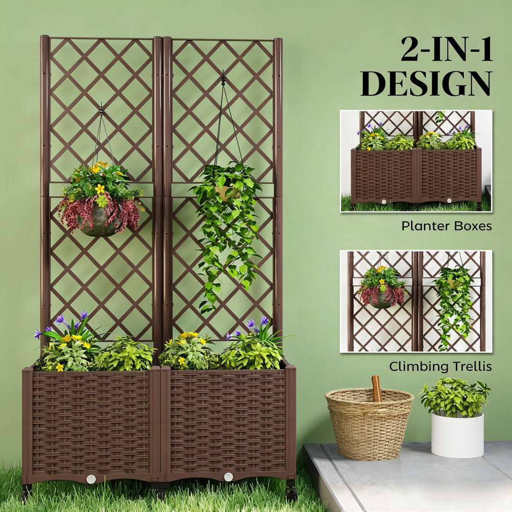 Outdoor Stylish Planter Box,Mobile Raised Garden Bed Media 6