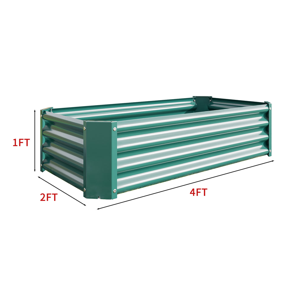 2PCS Green 4×2×1ft Metal Raised Garden Bed, Rectangle Raised Planter for Flowers Plants, Vegetables Herb Media 17