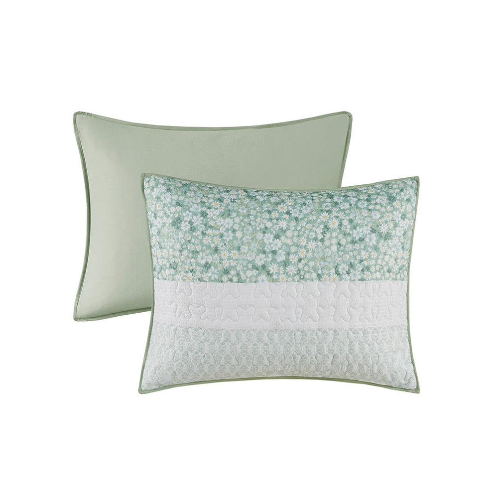 Full/Queen 4 Piece Seersucker Quilt Set with Throw Pillow Media 11
