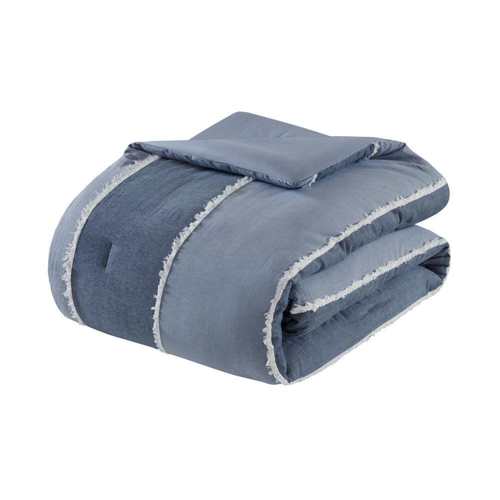3 Pieces King/Cal King Striped Cotton Comforter Set,Blue Media 14