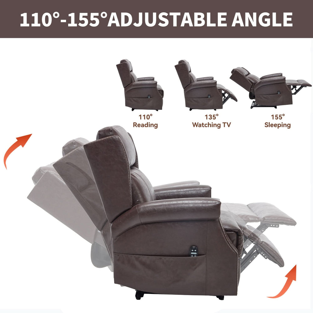 Manual Recliner Chair Faux Leather Massage With 8 Vibrating Nodes & 3 Modes For Living Room Media 6