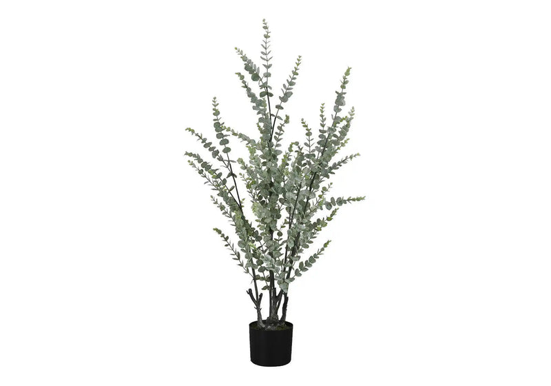 Artificial Plant, 44' Tall, Eucalyptus Tree, Indoor, Faux, Fake, Floor, Greenery, Potted, Real Touch, Decorative, Green Leaves, Black Pot
