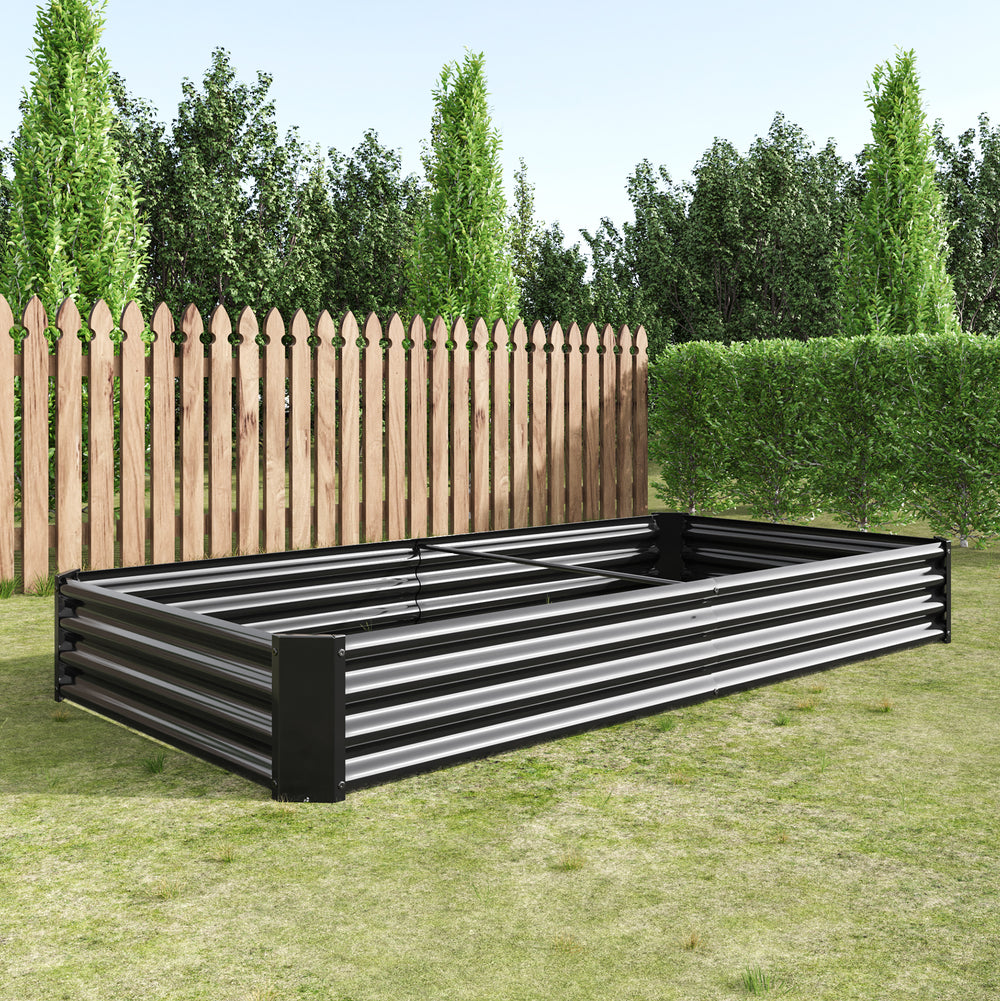 2PCS Black 8×4×1ft Metal Raised Rectangle Garden Planter Beds Media 5