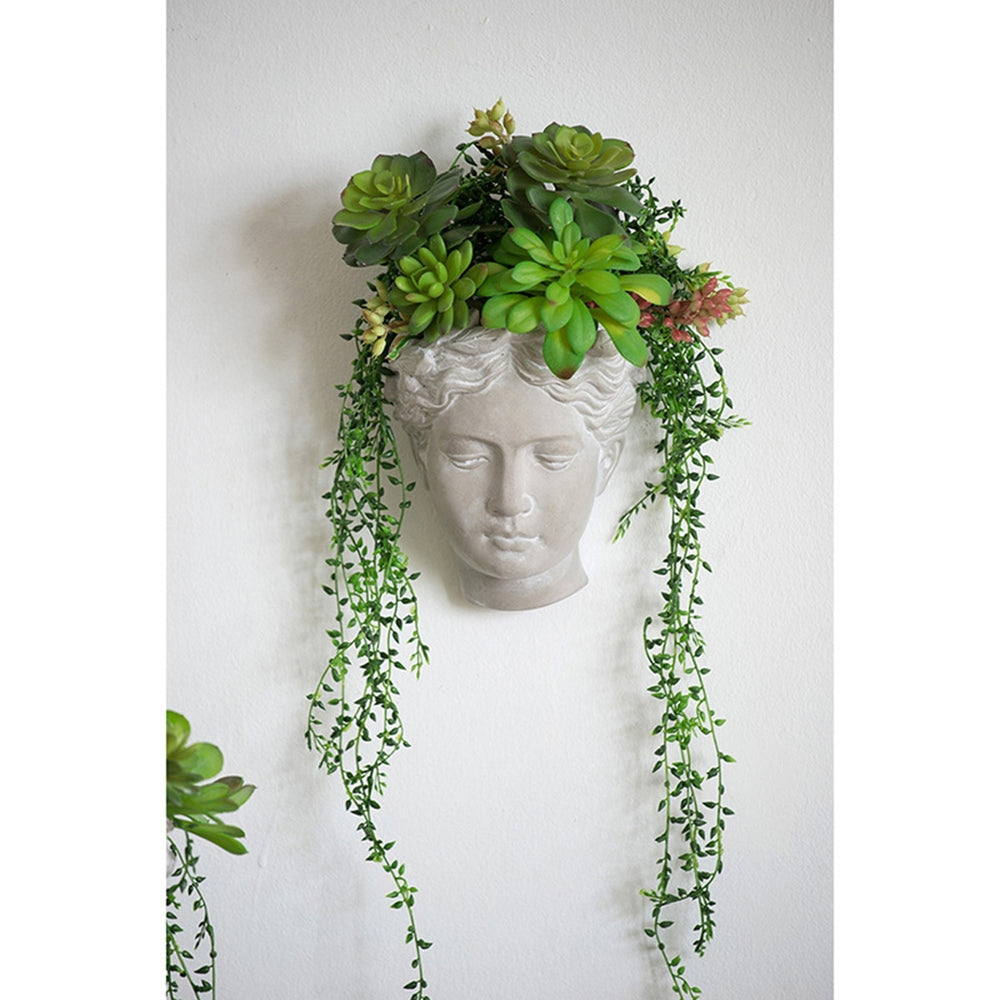 6.7x5.5x8.7' Visage Cement Wall Planter Wall Vase, Small Media 1