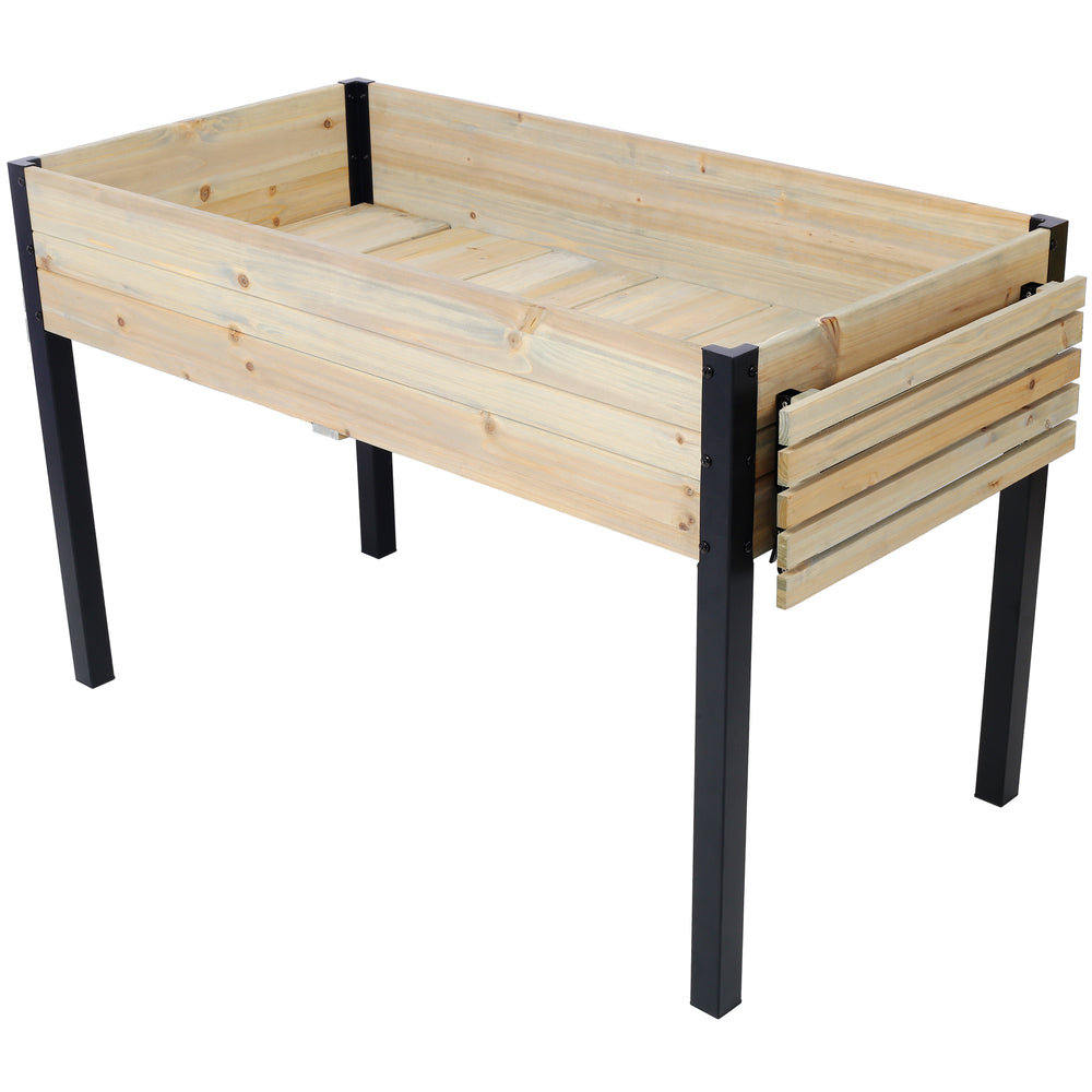Raised Garden Bed, Metal Leg Wood Planter Boxes with Folding Storage Shelf,Elevated Planter Box for Growing Fresh Herbs, Vegetables, Flowers Great for Outdoor Patio, Deck, Balcony Media 5
