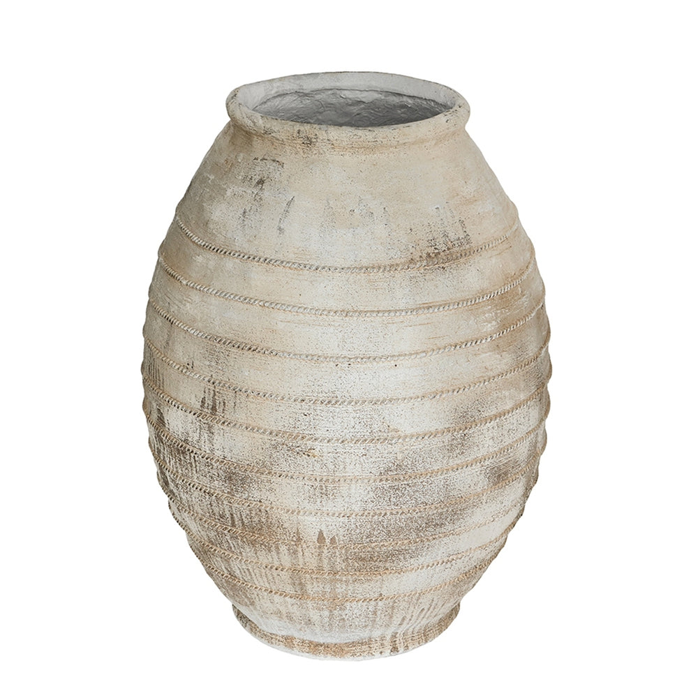 22.4x22.4x30.5' Large Magnesium Flower Pot with Weathered White Finish and Ridged Texture Media 2