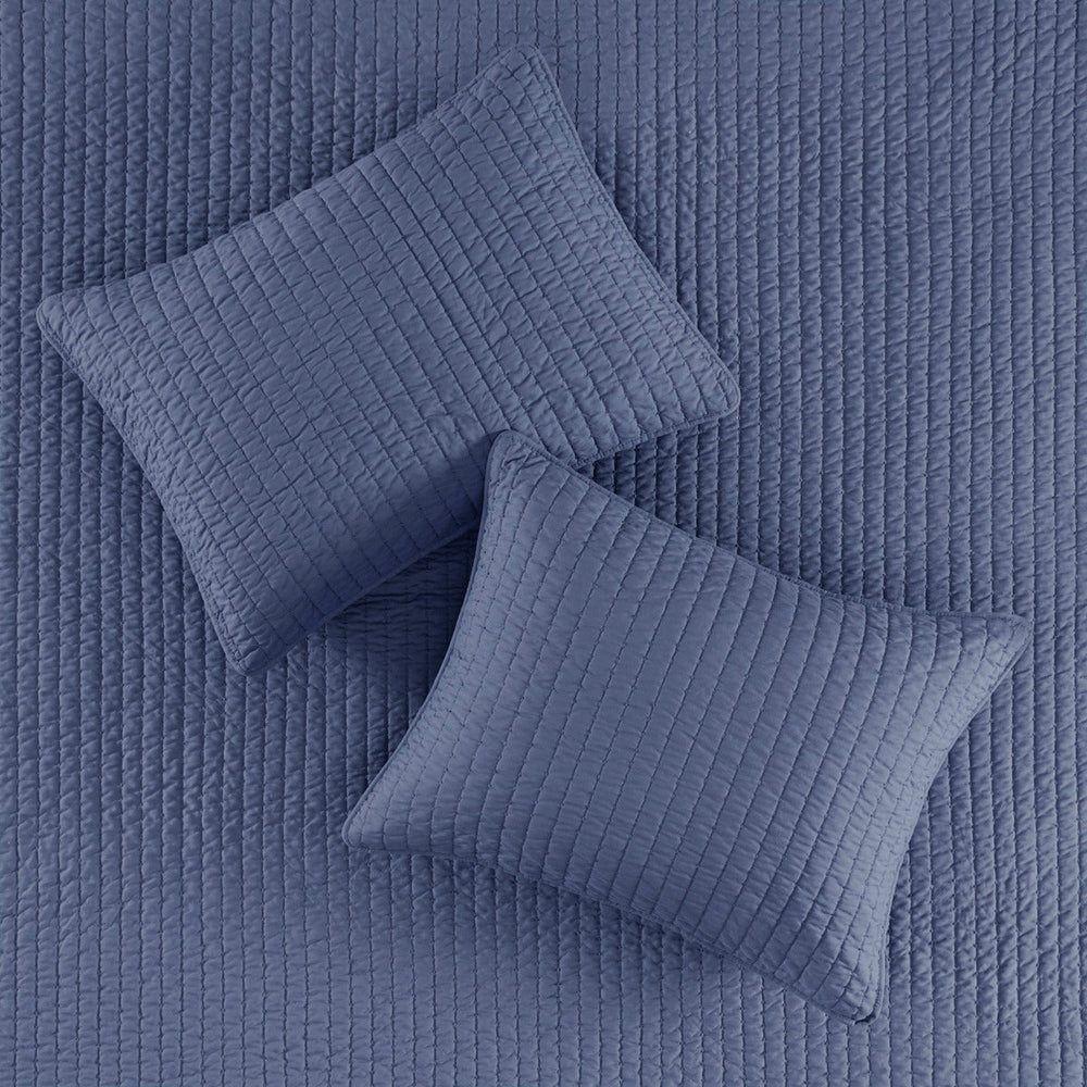 3 Piece Quilt Set Navy Full/Queen Media 10