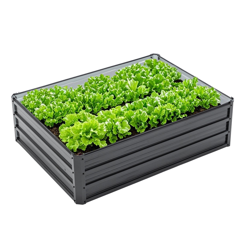 4x3x1ft Metal Raised Garden Bed,Deep Root Outdoor Galvanized Planter Box,Patio Kit Planting Beds for Vegetables Flowers Herb,Black Media 2