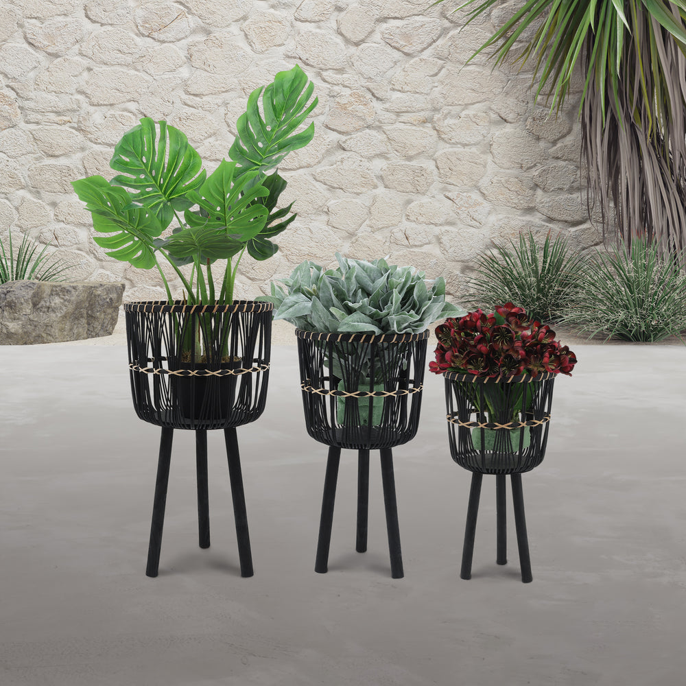 S/3 BAMBOO PLANTERS 11/13/15', BLACK Media 1