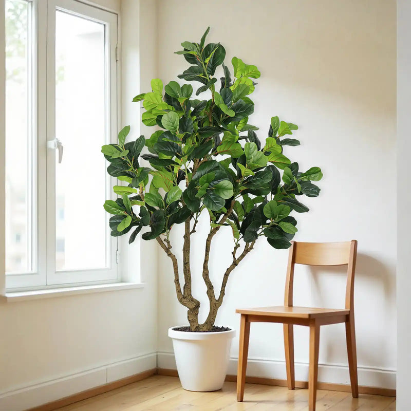 7FT Tall Artificial Banyan Tree Silk Plant – Large Faux Greenery with Natural Look Leaves for Indoor Outdoor Home Office Decoration, Potted Fake Tree, 1pc/set