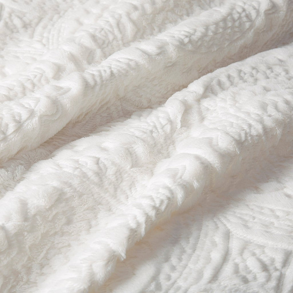King/Cal King Embroidered Medallion Faux Fur Ultra Plush Comforter Mini Set Media 6