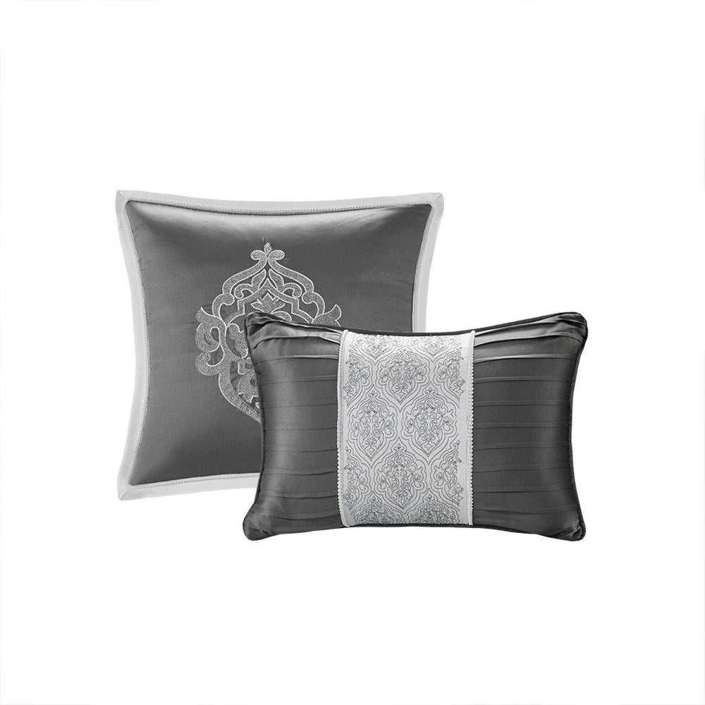 8 Piece Jacquard Comforter Set Silver/Silver Queen Media 5
