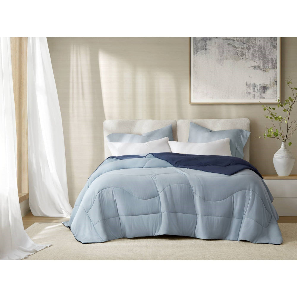 1-Piece King/Cal King Reversible Tencel Comforter Blanket,Blue Media 6