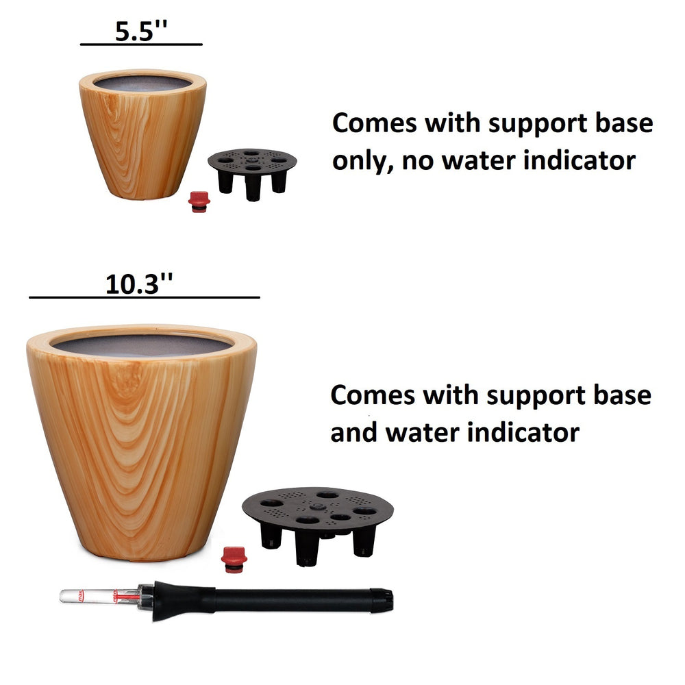 2-Pack 10 in. Light Wood Plastic Self-watering Planter Pot Media 4