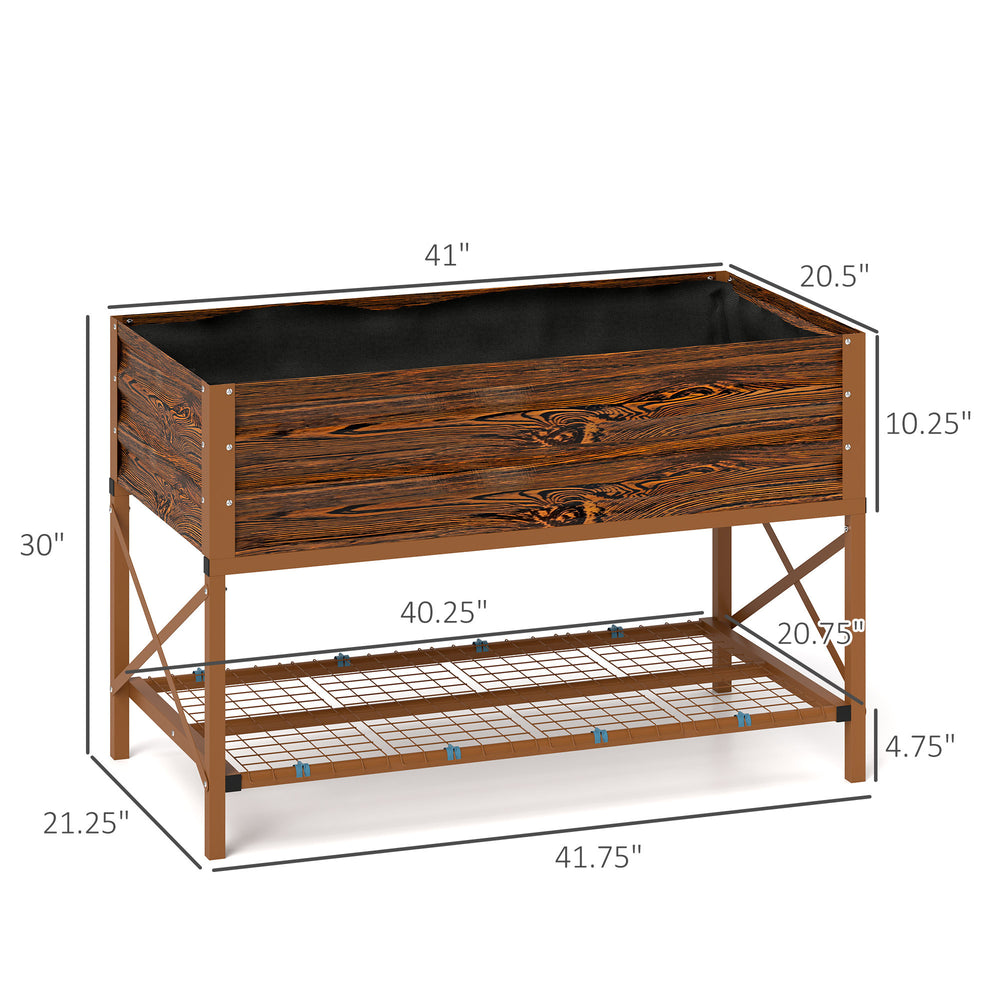 Gardening Bed,Metal Planter Box,Galvanized Raised Garden Bed,with Legs,Storage Shelf and Bed Liner Media 3