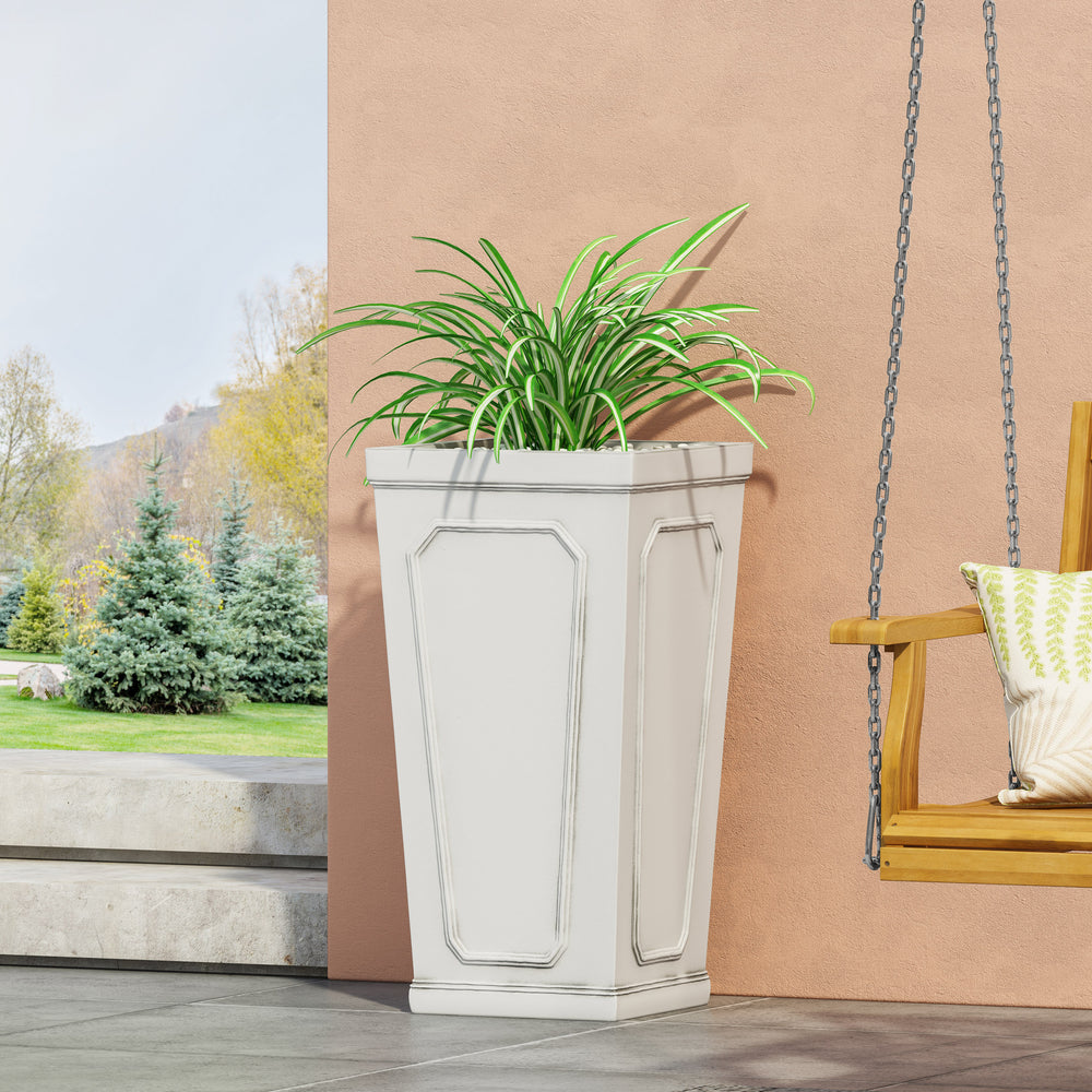 16'' x 30.5'' Outdoor MGO Planter with Antique White Finish Media 2