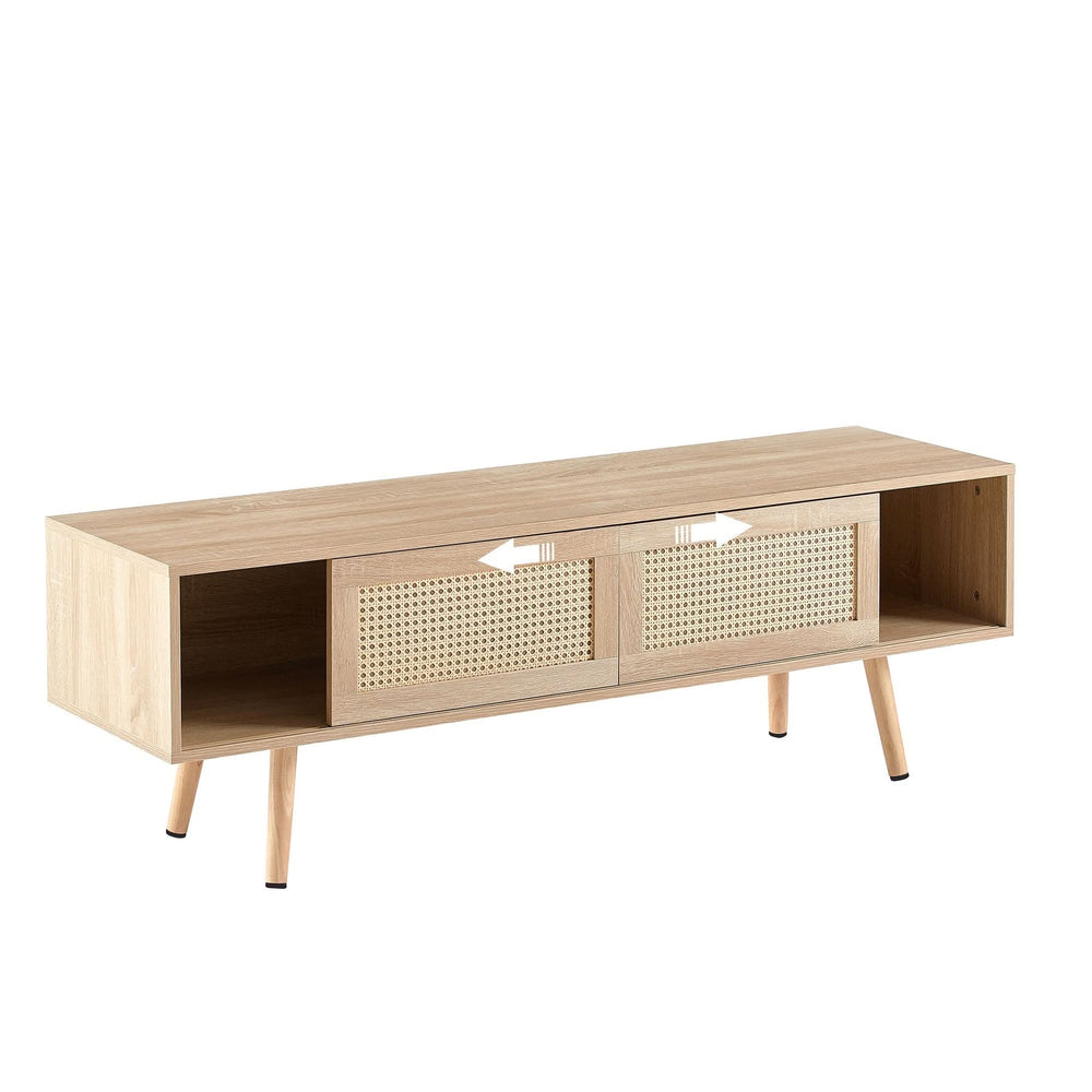 TV Cabinet Solid Wood With Adjustable Shelf For Living Room Use 55 Inch Length Media 12