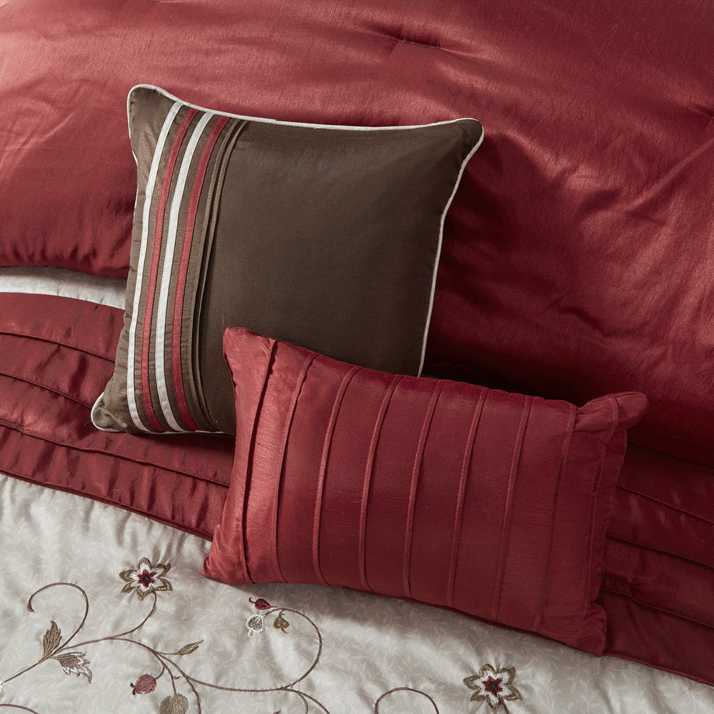 Embroidered 7 Piece Comforter Set Red Queen Media 2