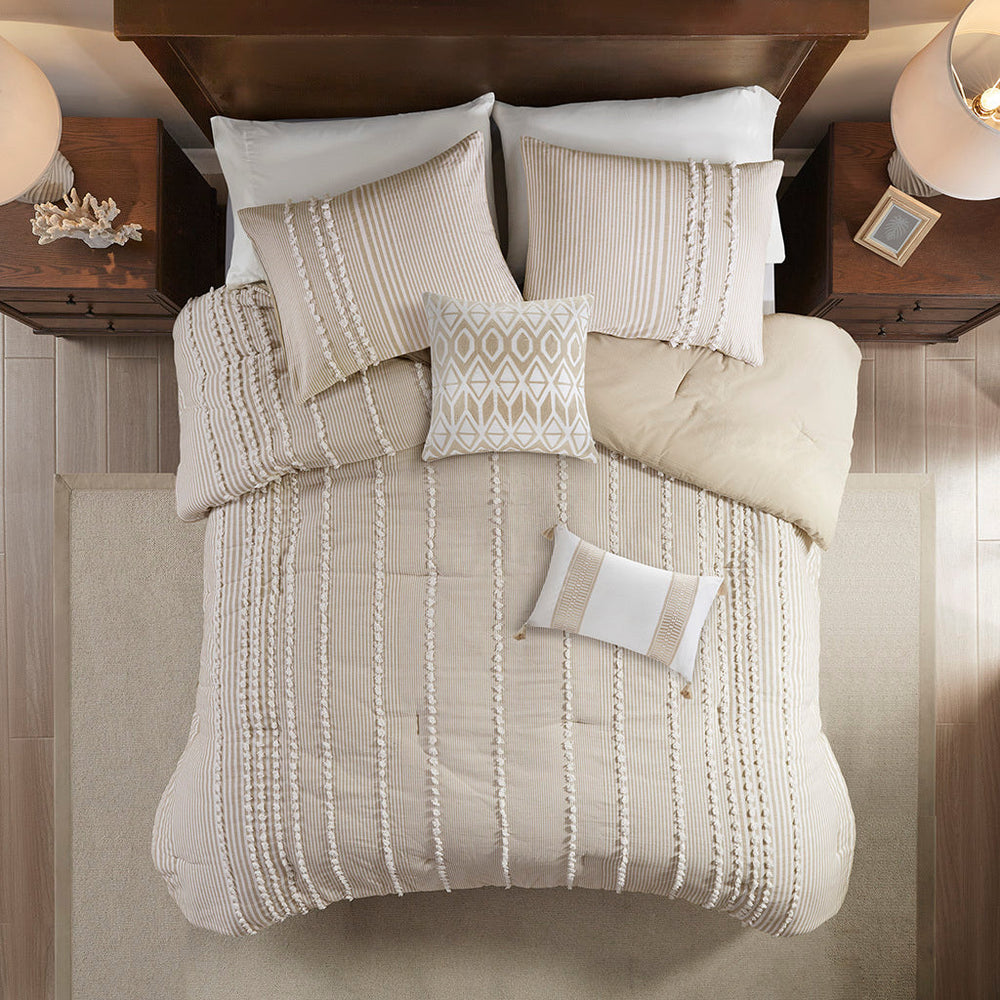 King 3 Piece Cotton Yarn Dyed Comforter Set Media 8