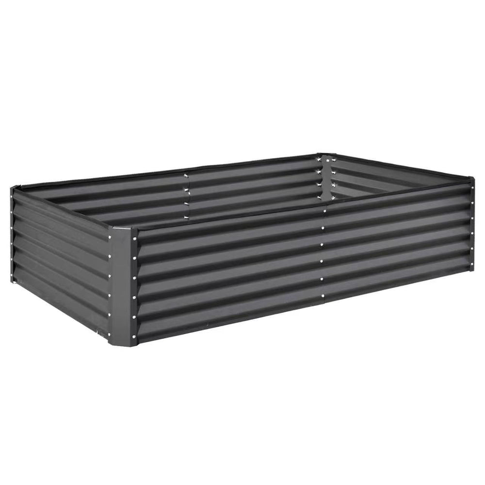 8×4×1.5 ft Galvanized Raised Garden Bed, Outdoor Planter Garden Boxes Large Metal Planter Box for Gardening Vegetables Fruits Flowers, Dark Grey Media 1
