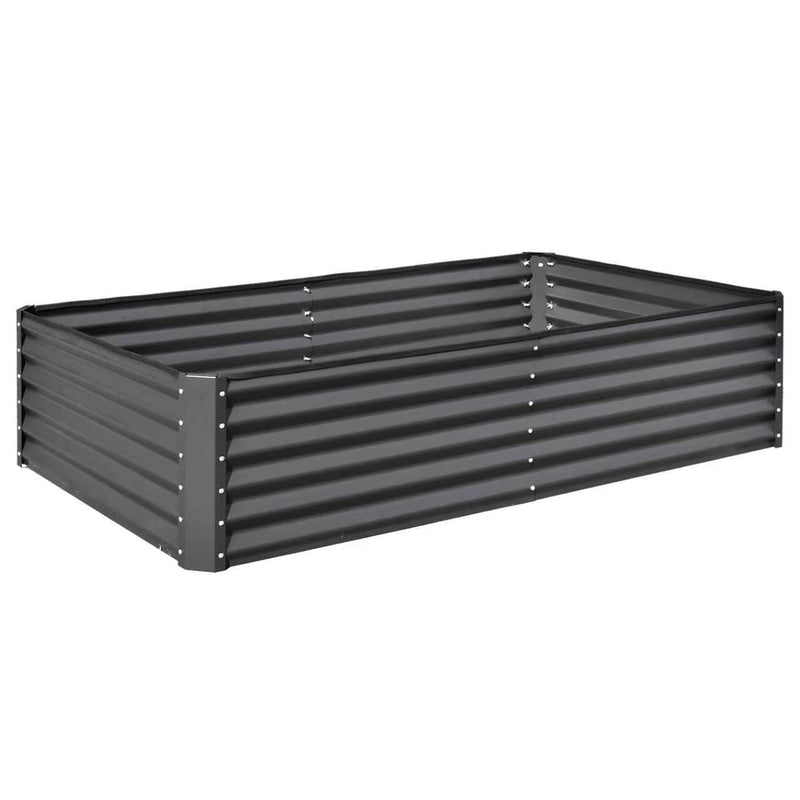 8×4×1.5 ft Galvanized Raised Garden Bed, Outdoor Planter Garden Boxes Large Metal Planter Box for Gardening Vegetables Fruits Flowers, Dark Grey