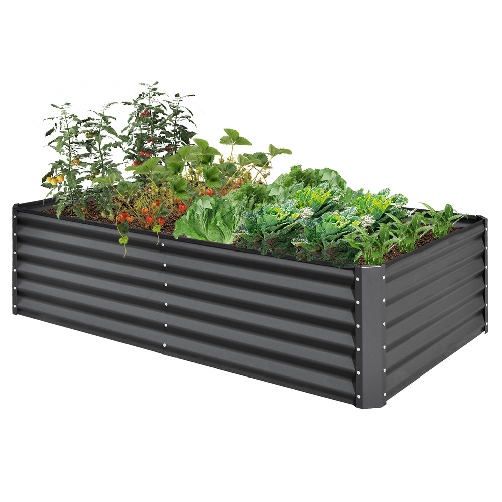 6x3x1.5ft Galvanized Raised Garden Bed, Outdoor Planter Garden Boxes Large Metal Planter Box for Gardening Vegetables Fruits Flowers, Dark Gray Media 2