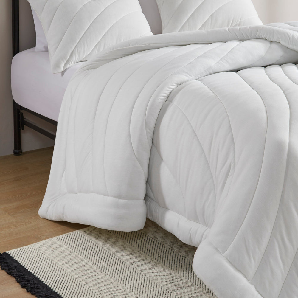 2 PCS Twin/Twin XL Poly Jersey Puffy Comforter Set White Media 14