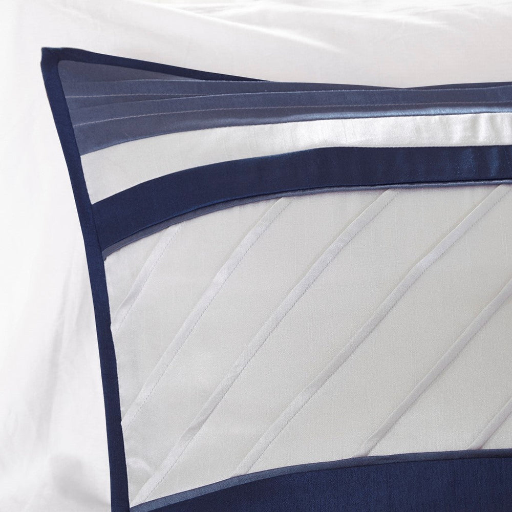 7 Piece Comforter Set Navy King Media 7