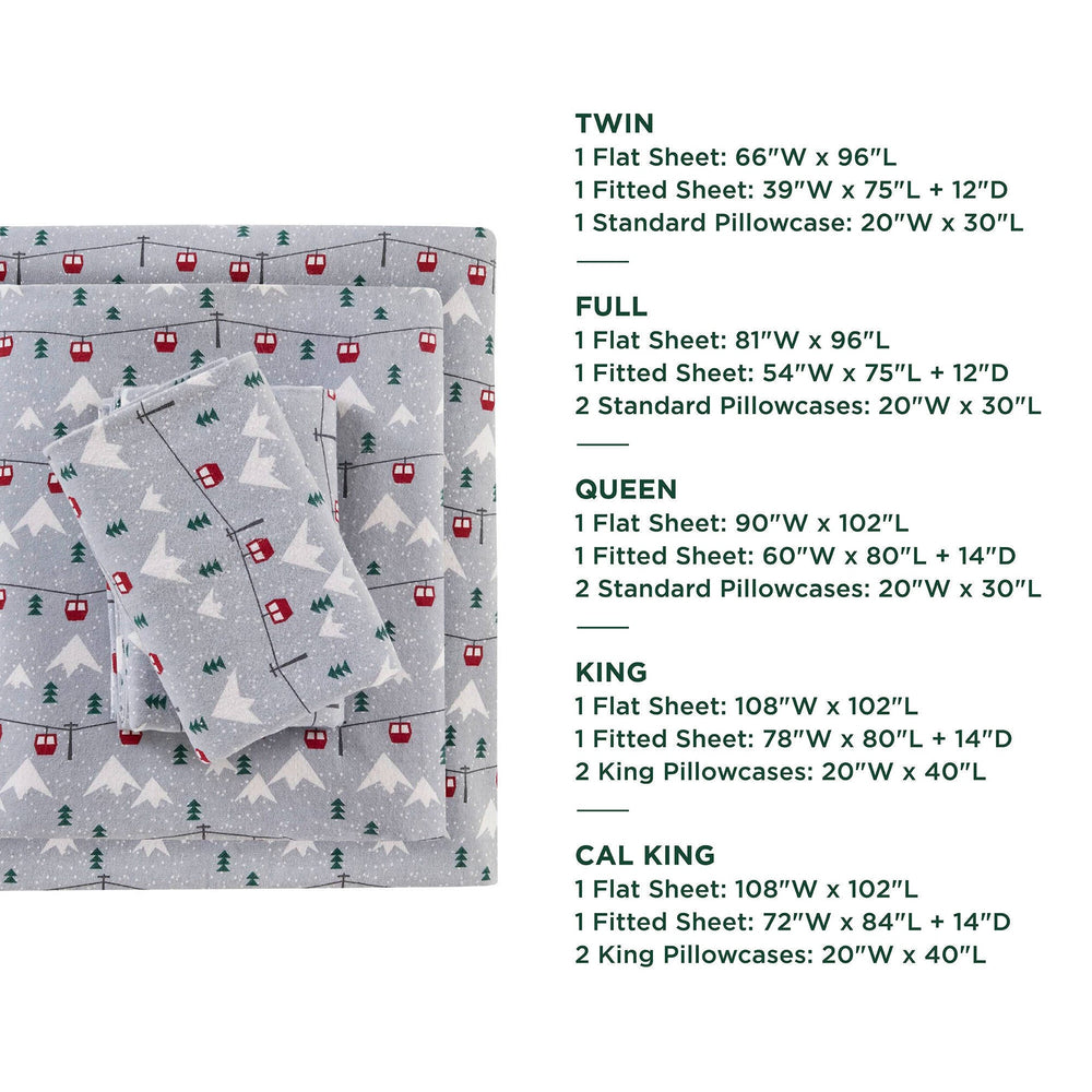 4 PCS Cal King Sheet Set Grey Ski Jump Media 7
