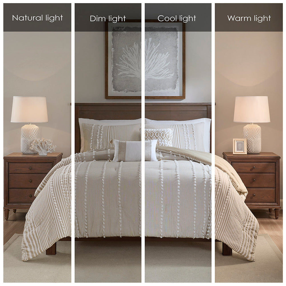 Full/Queen 3 Piece Cotton Yarn Dyed Comforter Set Media 3