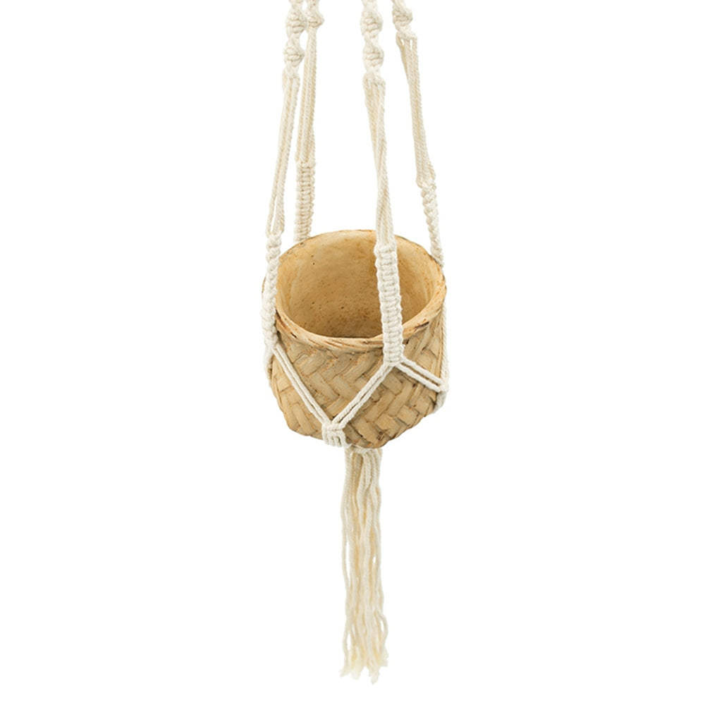 Set of 2, 5x5x4.5' Hanging Planter With Cotton Hanger, Bohemian Style Media 4