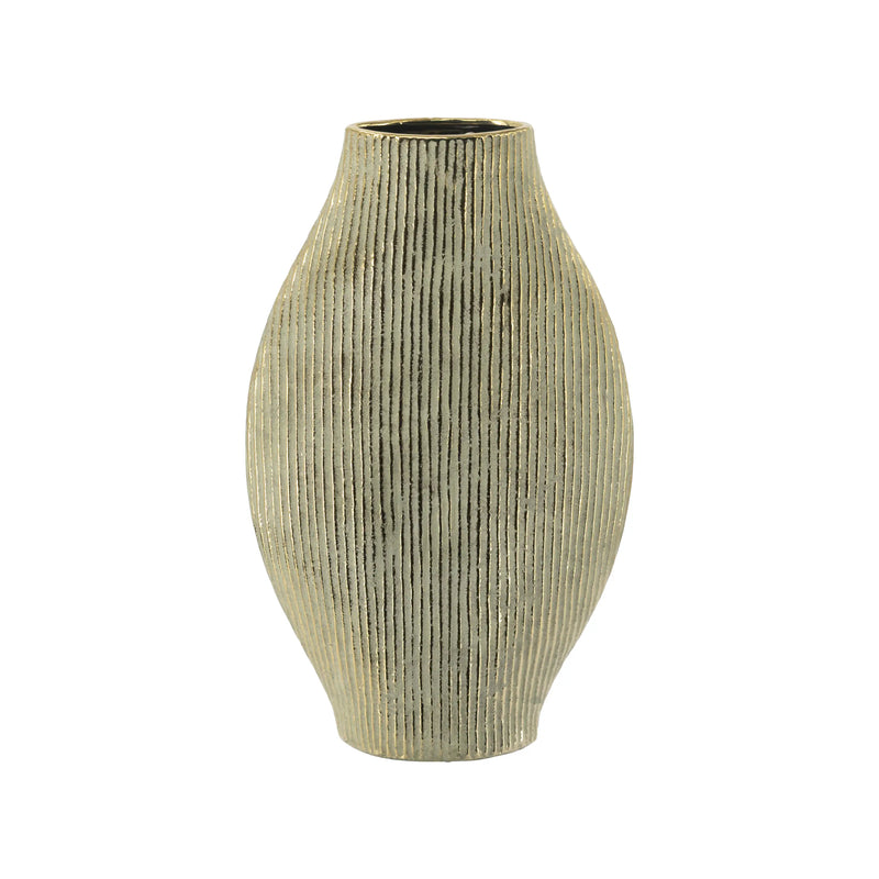 Ceramic Accent Vase with Vertical Ribbed Texture