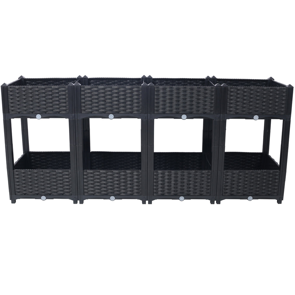 Planter Raised Beds - Elevated Planter Garden Box with Drainage Plug Raised Garden Beds for Vegetable/Flower/Herb Outdoor Standing Planter Beds Gardening Kit,Black,63'x15.7'x27.7' Media 2