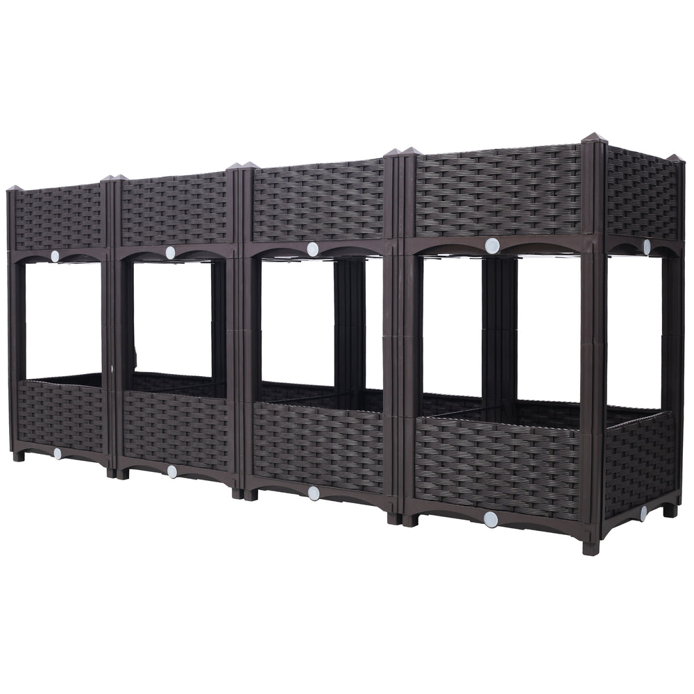 Planter Raised Beds - Elevated Planter Garden Box with Drainage Plug Raised Garden Beds for Vegetable/Flower/Herb Outdoor Standing Planter Beds Gardening Kit,Brown,63'x15.7'x27.7' Media 2