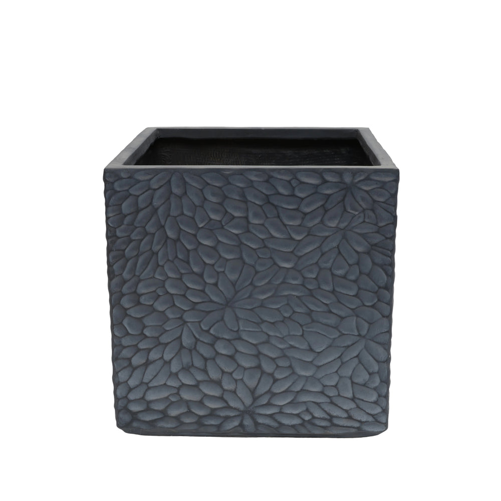 Large Outdoor Indoor Planter, 16.9'+14.37'+11.6' +9.25''Dia Square Magnesium Oxide Planter Set of 4, Flower Pots with Drainage Holes,  Modern Design, Grey Color Planter for Home Garden Patio Media 7