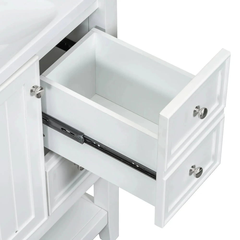 Bathroom Vanity With Sink 36 Inch Solid Wood White Cabinet & Drawers Media 34